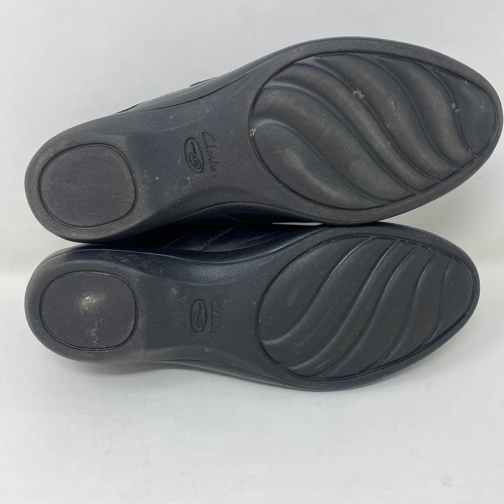 Clarks Women 9M Shoes Black Leather Active Air Everyday Comfort Waking